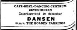 The Golden Earrings show announcement December 10, 1966 Zevenhuizen - Dancing Centrum